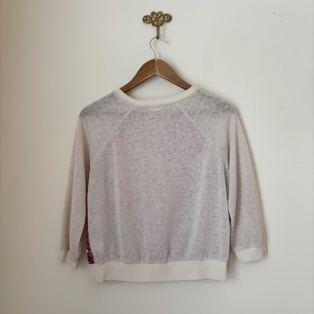 Tiny Red Paisley Floral Knit Top Small Anthropologie - Picture 3 of 6